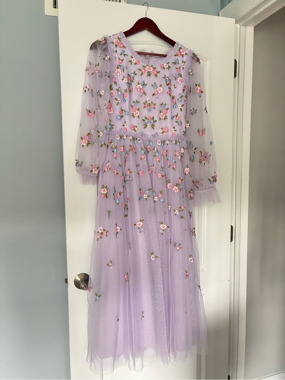 Ivy City Co Lavender Floral Embroidered Maxi Dress
